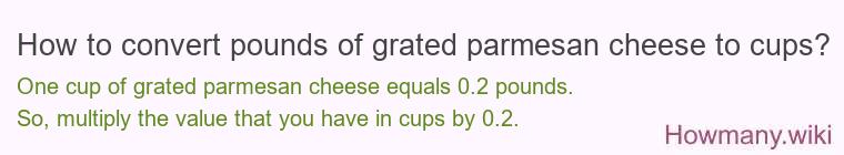 How to convert pounds of grated parmesan cheese to cups?