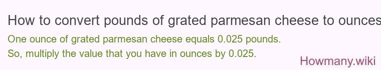 How to convert pounds of grated parmesan cheese to ounces?