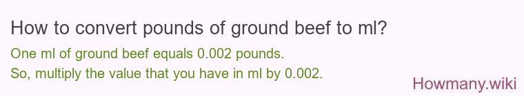 How to convert pounds of ground beef to ml?