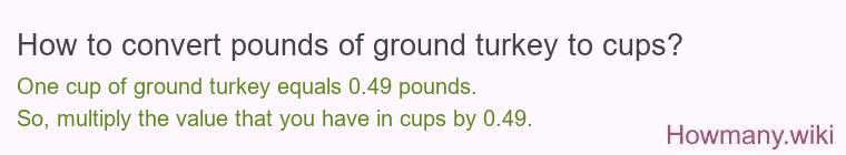 How to convert pounds of ground turkey to cups?