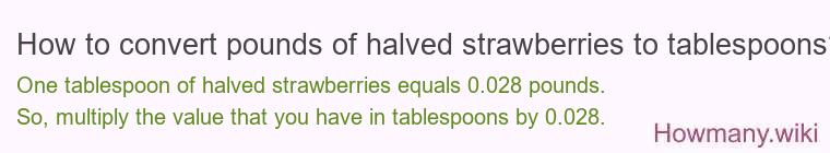 How to convert pounds of halved strawberries to tablespoons?