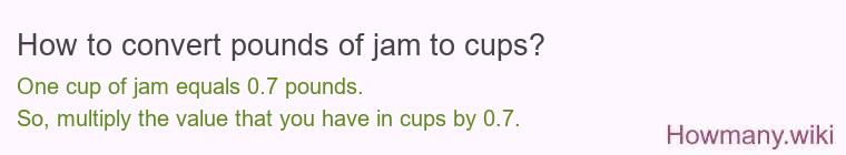 How to convert pounds of jam to cups? How to convert pounds of jam to cups?