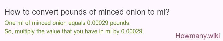 How to convert pounds of minced onion to ml?