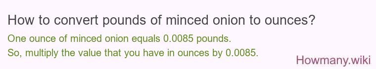 How to convert pounds of minced onion to ounces?