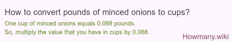 How to convert pounds of minced onions to cups? How to convert pounds of minced onions to cups?