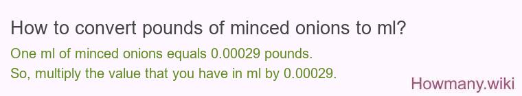 How to convert pounds of minced onions to ml?