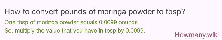 How to convert pounds of moringa powder to tbsp?
