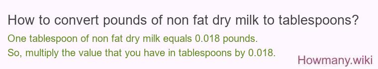 How to convert pounds of non fat dry milk to tablespoons?