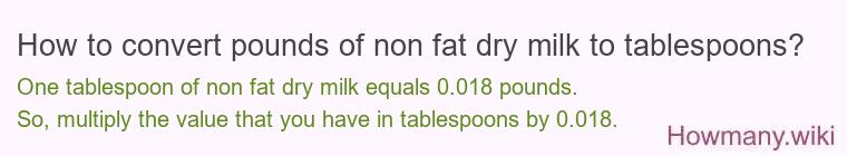 How to convert pounds of non fat dry milk to tablespoons?