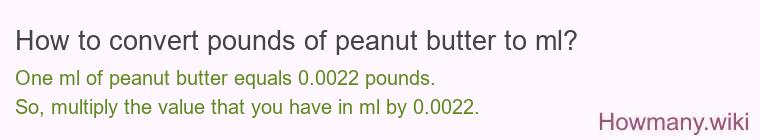How to convert pounds of peanut butter to ml?