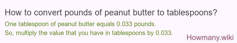 How to convert pounds of peanut butter to tablespoons?