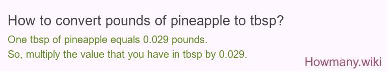 How to convert pounds of pineapple to tbsp?