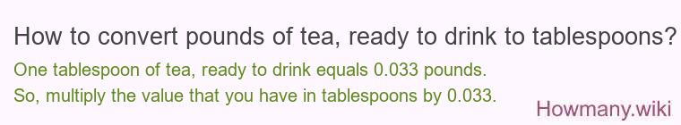 How to convert pounds of tea, ready to drink to tablespoons?