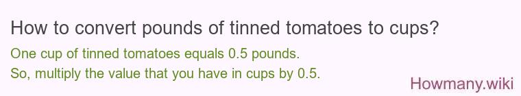 How to convert pounds of tinned tomatoes to cups? How to convert pounds of tinned tomatoes to cups?