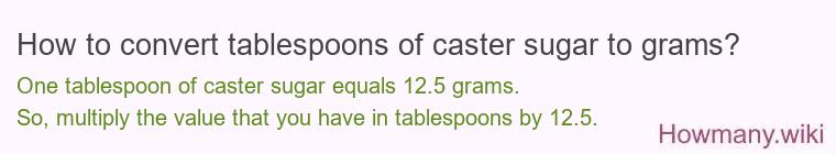 How to convert tablespoons of caster sugar to grams?