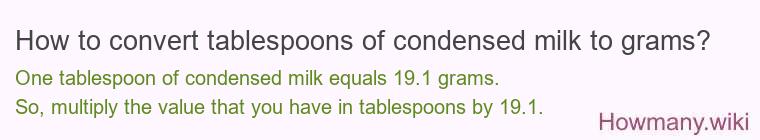How to convert tablespoons of condensed milk to grams?