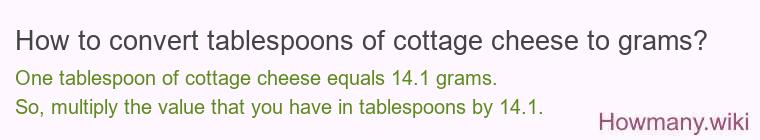 How to convert tablespoons of cottage cheese to grams?
