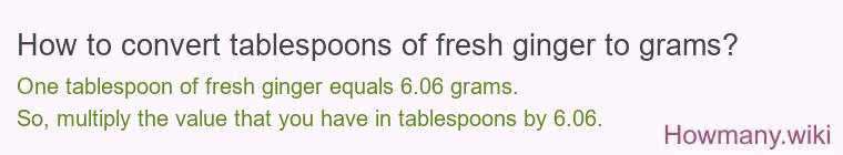 How to convert tablespoons of fresh ginger to grams?