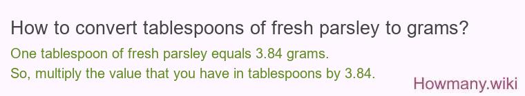 How to convert tablespoons of fresh parsley to grams?