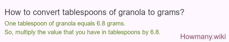 How to convert tablespoons of granola to grams? How to convert tablespoons of granola to grams?