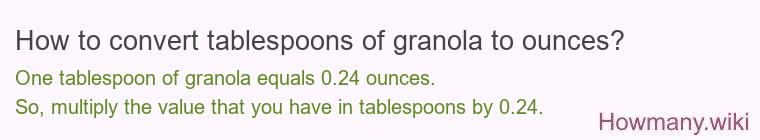 How to convert tablespoons of granola to ounces?