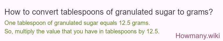 How to convert tablespoons of granulated sugar to grams?