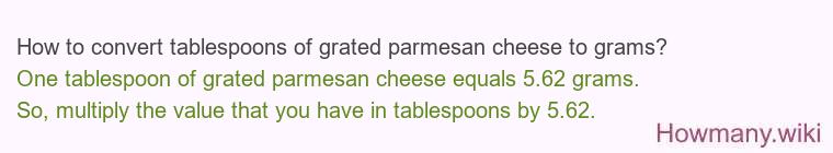 How to convert tablespoons of grated parmesan cheese to grams?