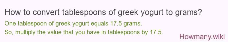 How to convert tablespoons of greek yogurt to grams?