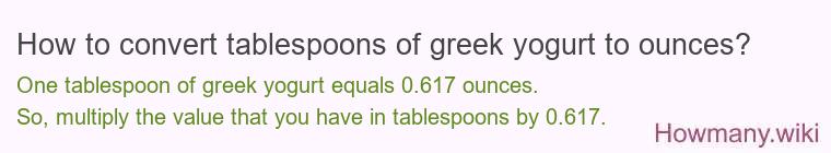 How to convert tablespoons of greek yogurt to ounces?