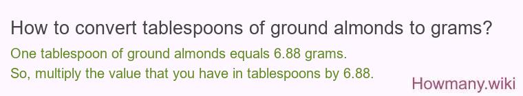 How to convert tablespoons of ground almonds to grams?