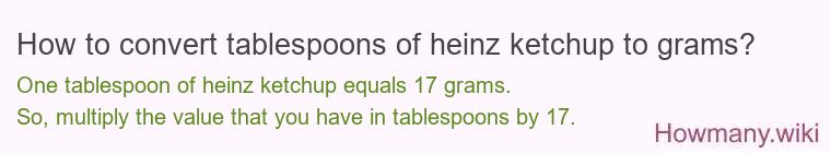 How to convert tablespoons of heinz ketchup to grams?