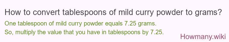 How to convert tablespoons of mild curry powder to grams?