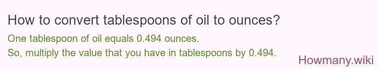 How to convert tablespoons of oil to ounces?