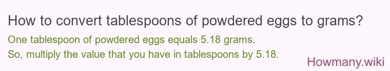 How to convert tablespoons of powdered eggs to grams?
