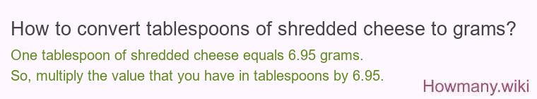 How to convert tablespoons of shredded cheese to grams?