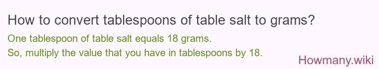 How to convert tablespoons of table salt to grams?