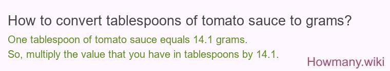 How to convert tablespoons of tomato sauce to grams? How to convert tablespoons of tomato sauce to grams?