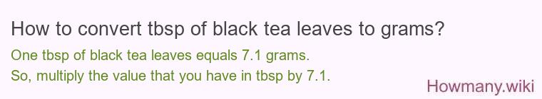 How to convert tbsp of black tea leaves to grams? How to convert tbsp of black tea leaves to grams?