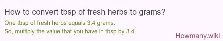 How to convert tbsp of fresh herbs to grams?