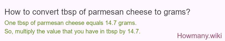 How to convert tbsp of parmesan cheese to grams?