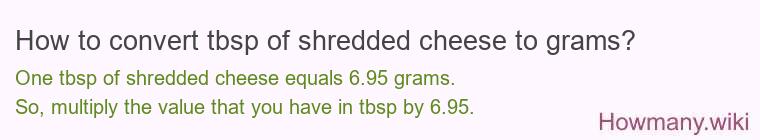 How to convert tbsp of shredded cheese to grams?