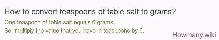 How to convert teaspoons of table salt to grams?