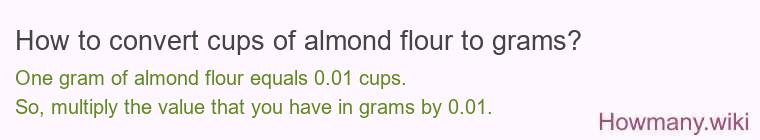 How to convert cups of almond flour to grams?