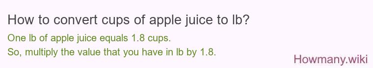 How to convert cups of apple juice to lb? How to convert cups of apple juice to lb?