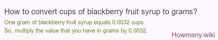 How to convert cups of blackberry fruit syrup to grams?