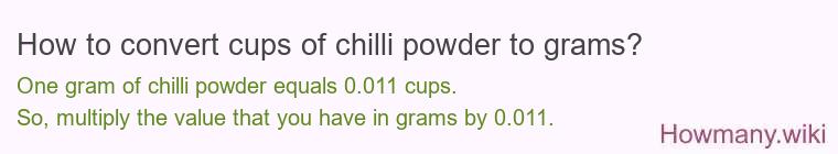 How to convert cups of chilli powder to grams?
