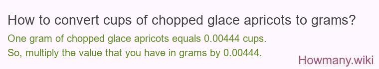 How to convert cups of chopped glace apricots to grams?