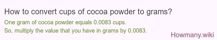 How to convert cups of cocoa powder to grams?