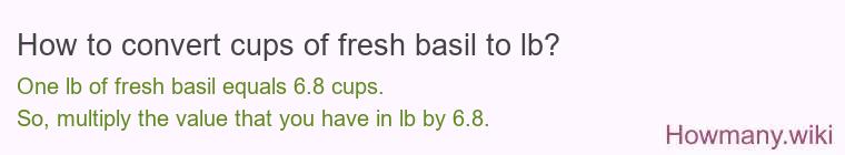 How to convert cups of fresh basil to lb?