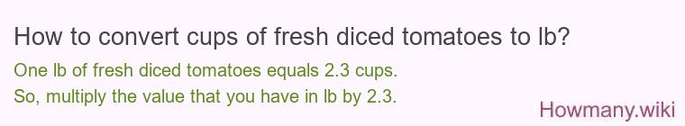 How to convert cups of fresh diced tomatoes to lb?